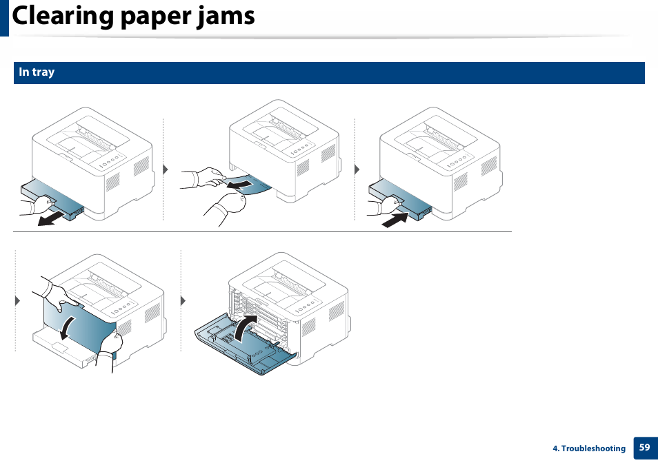 Clearing paper jams | Samsung SL-C410W-XAA User Manual | Page 59 / 232
