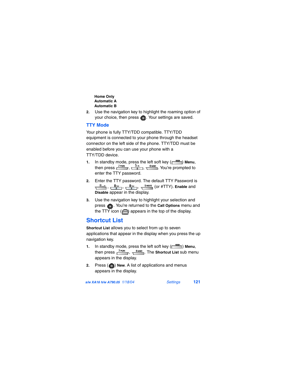 Shortcut list | Samsung SCH-A790ZKVXAR User Manual | Page 129 / 198