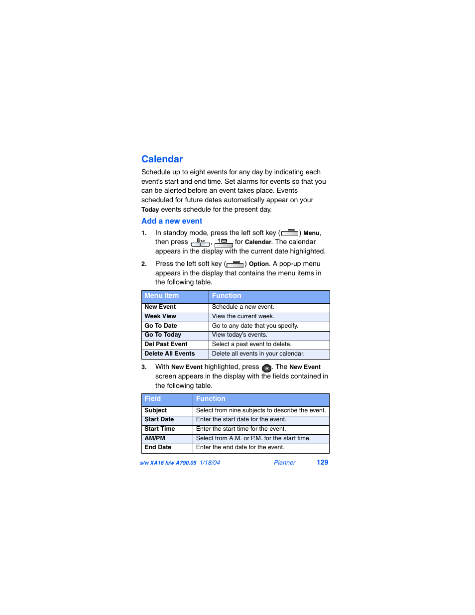 Calendar | Samsung SCH-A790ZKVXAR User Manual | Page 137 / 198