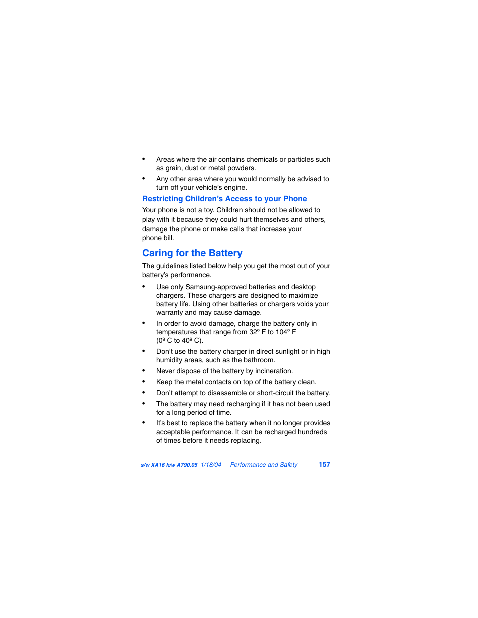 Caring for the battery | Samsung SCH-A790ZKVXAR User Manual | Page 165 / 198