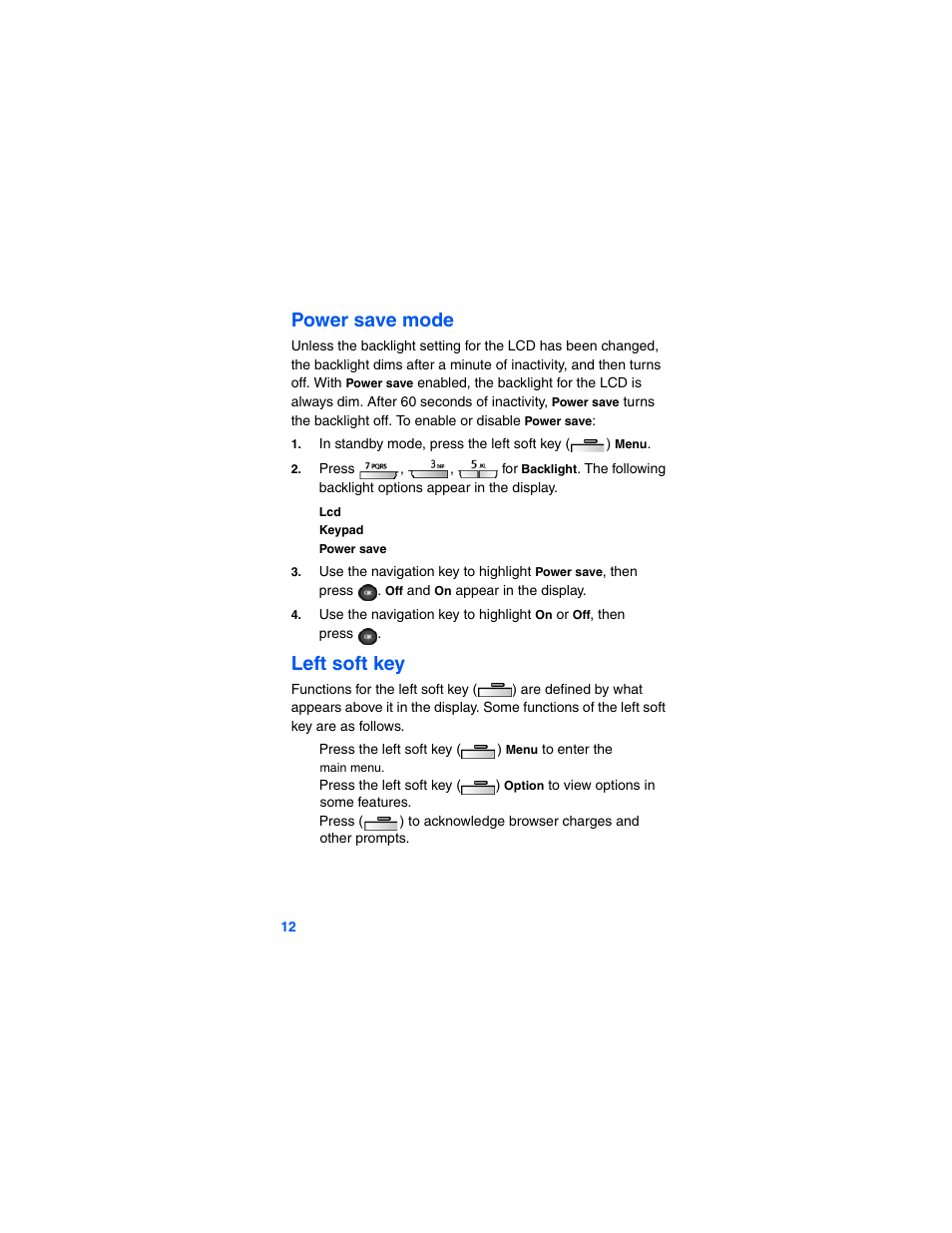Power save mode, Keypad, Power save | Left soft key | Samsung SCH-A790ZKVXAR User Manual | Page 20 / 198