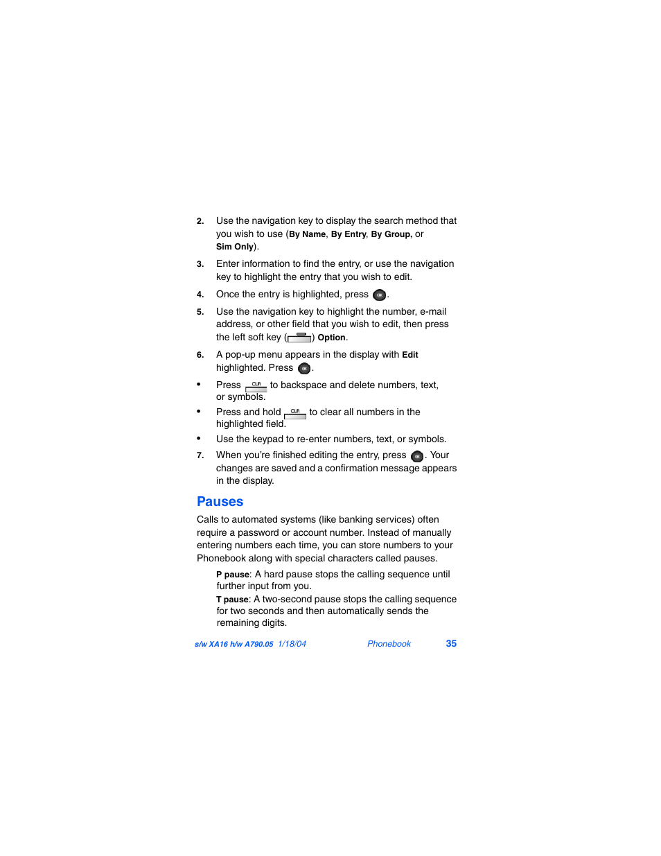 Pauses | Samsung SCH-A790ZKVXAR User Manual | Page 43 / 198