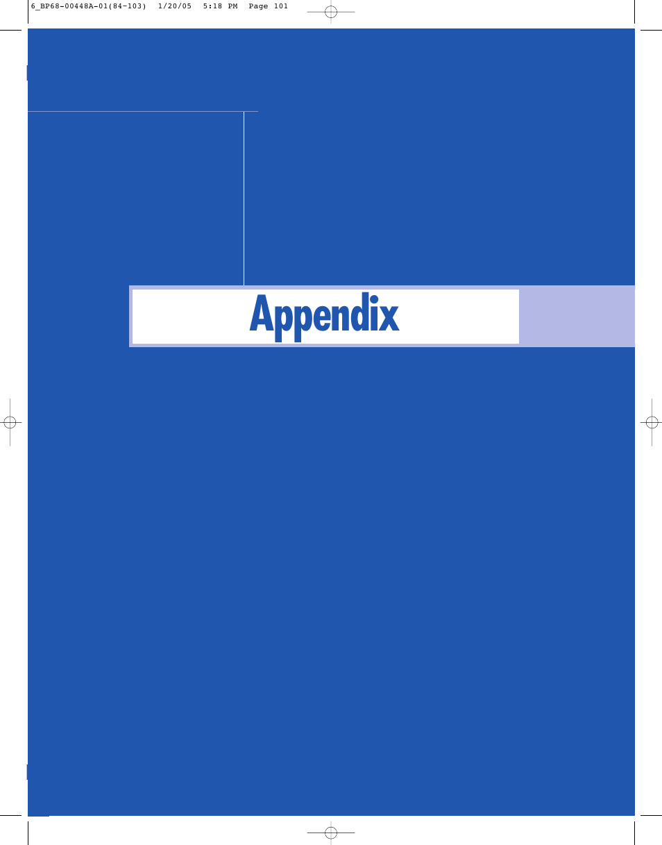 Appendix | Samsung HLR5087WX-XAA User Manual | Page 101 / 104