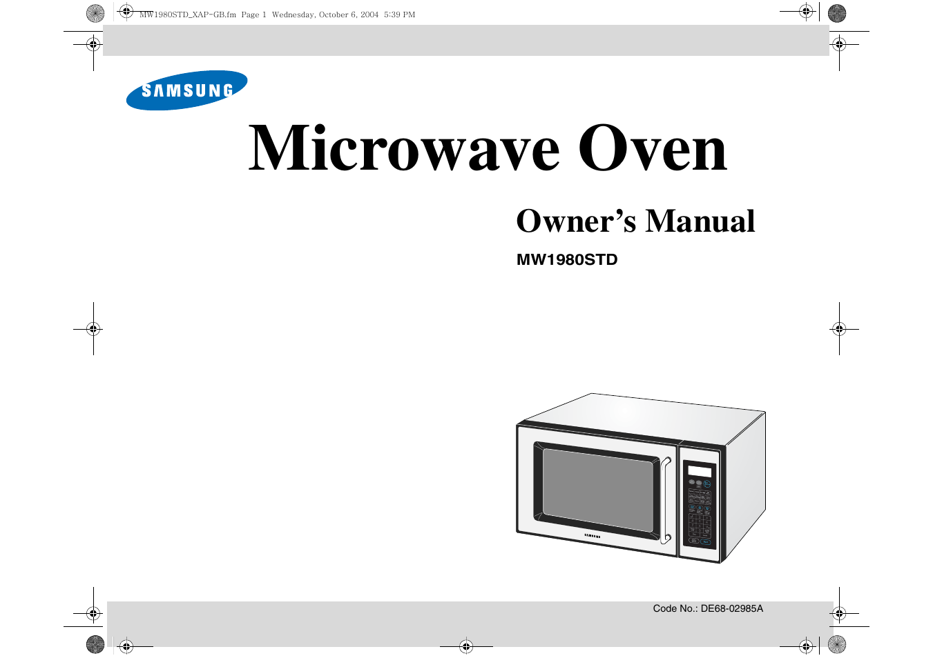 Samsung MW1980STD-XAP User Manual | 28 pages