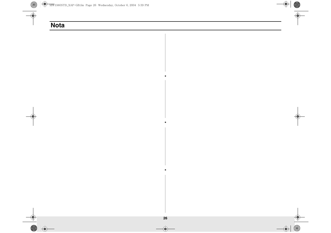 Nota | Samsung MW1980STD-XAP User Manual | Page 26 / 28