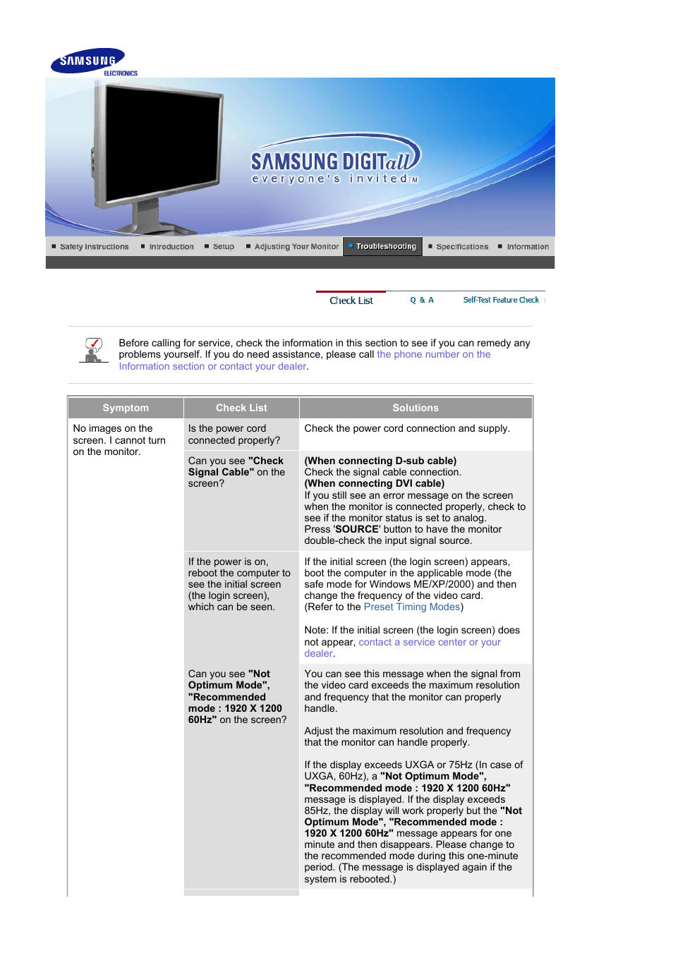 Troubleshooting, Check list, Q & a | Samsung LS24BRBAB-XAA User Manual | Page 68 / 84