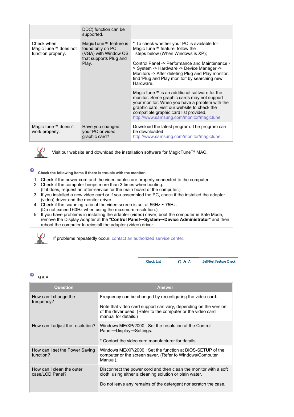 Self-test feature check | Samsung LS24BRBAB-XAA User Manual | Page 70 / 84