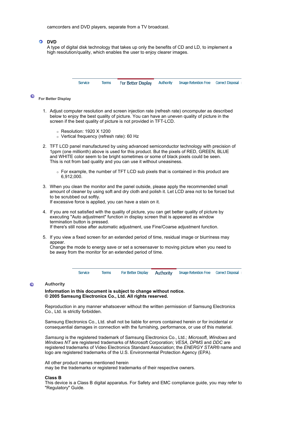 Authority | Samsung LS24BRBAB-XAA User Manual | Page 81 / 84
