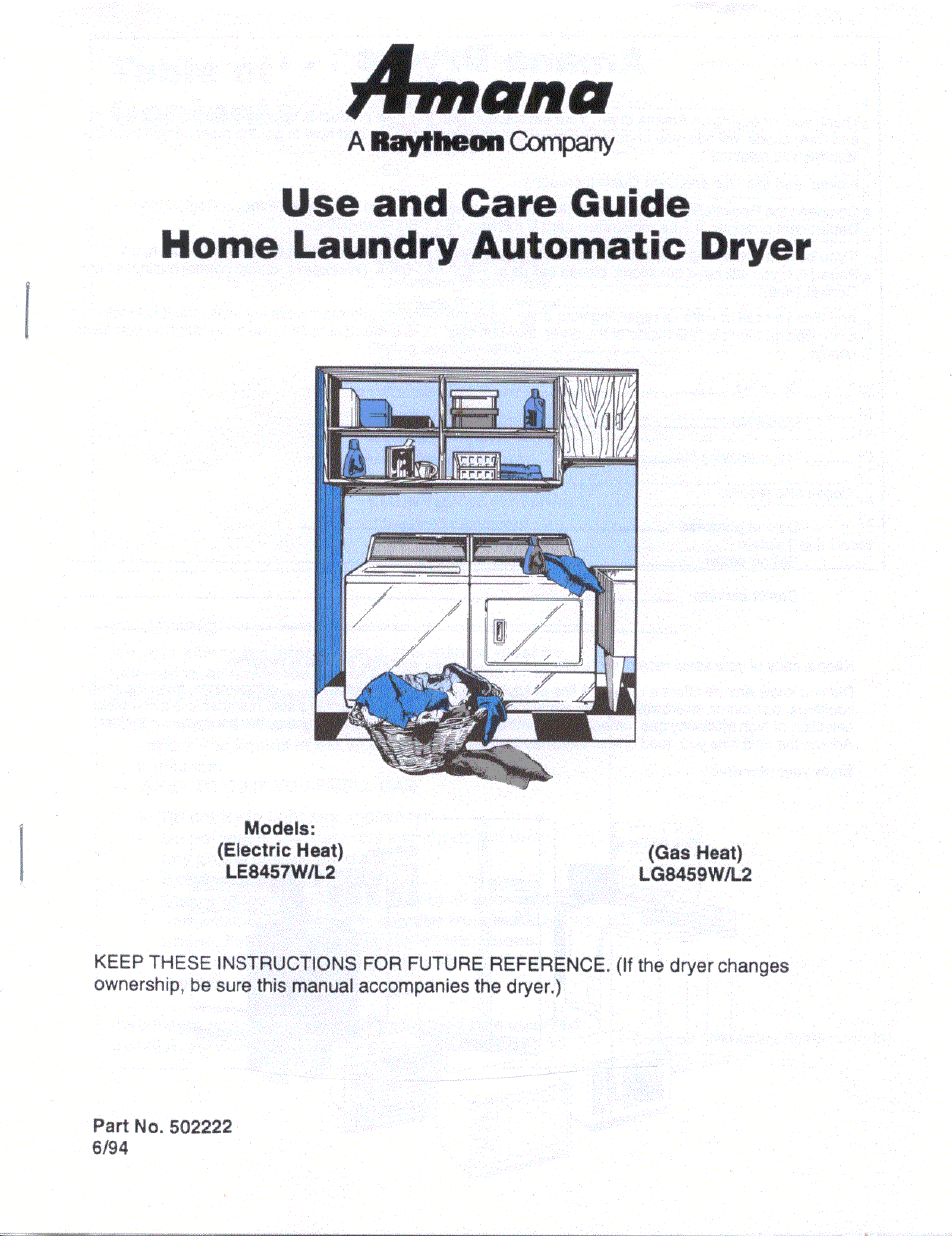 Amana LG8459W/L2 User Manual | 4 pages