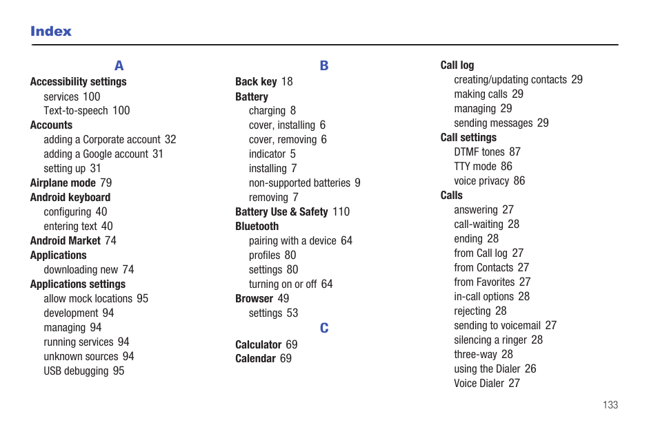 Index | Samsung SCH-R680WRAUSC User Manual | Page 137 / 141