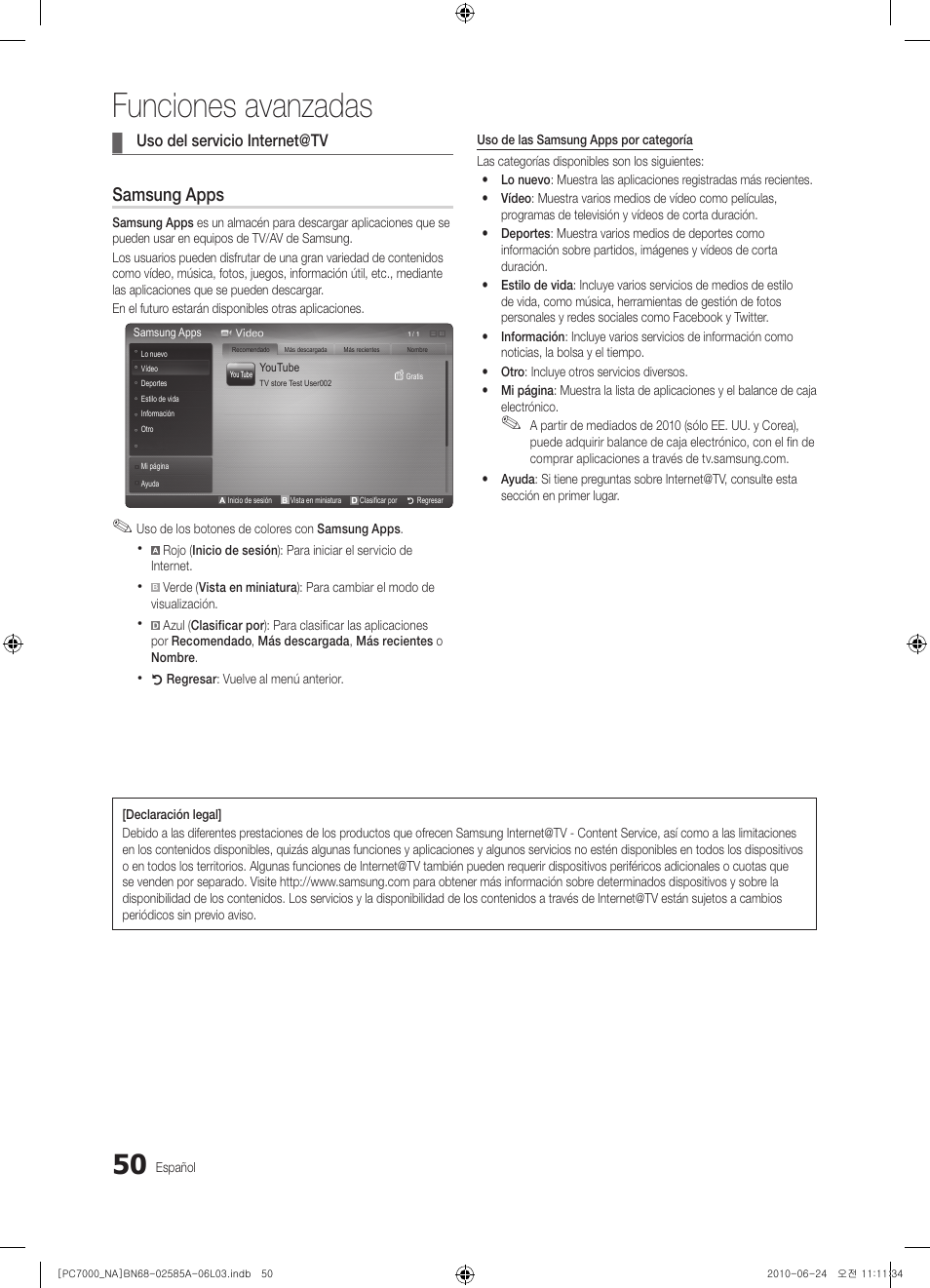 Funciones avanzadas, Samsung apps | Samsung PN63C7000YFXZA User Manual | Page 116 / 198