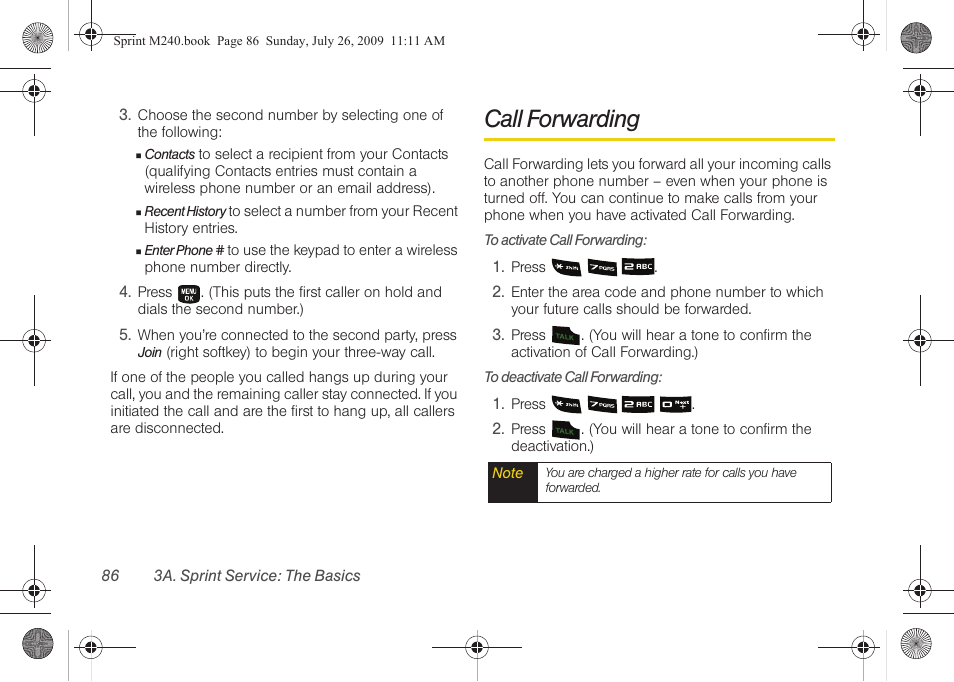Call forwarding | Samsung SPH-M240ZKASPR User Manual | Page 98 / 137