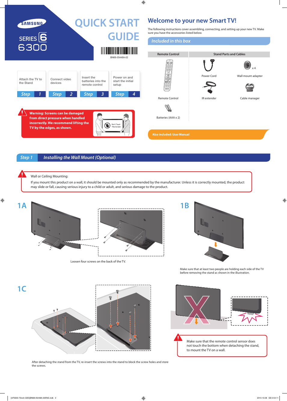 Samsung UN75F6300AFXZA User Manual | 2 pages
