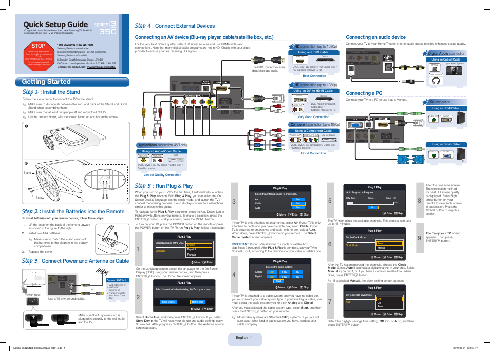 Samsung LN19C350D1DXZA User Manual | 2 pages