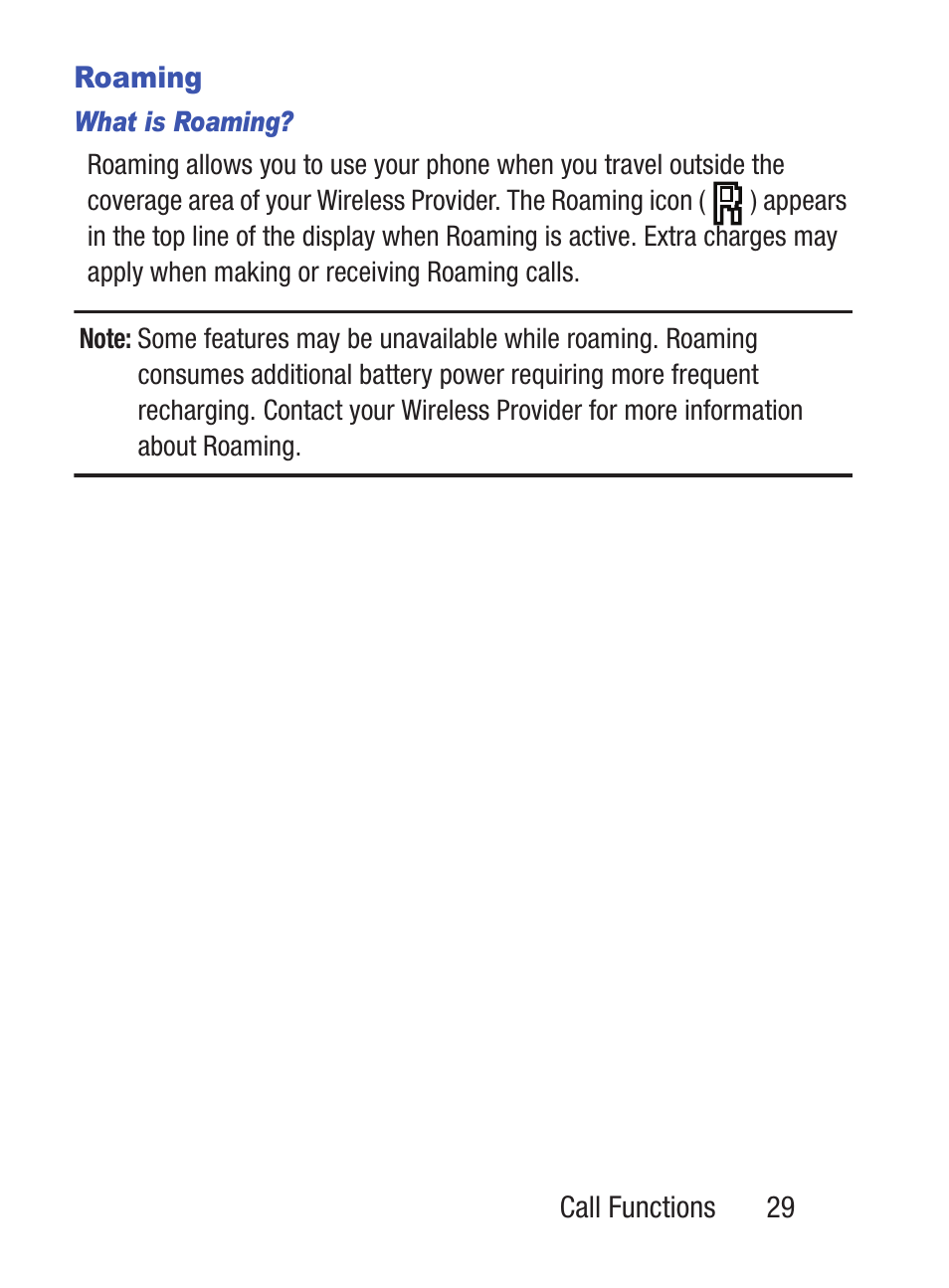 Roaming | Samsung SCH-S380ZKATFN User Manual | Page 33 / 125