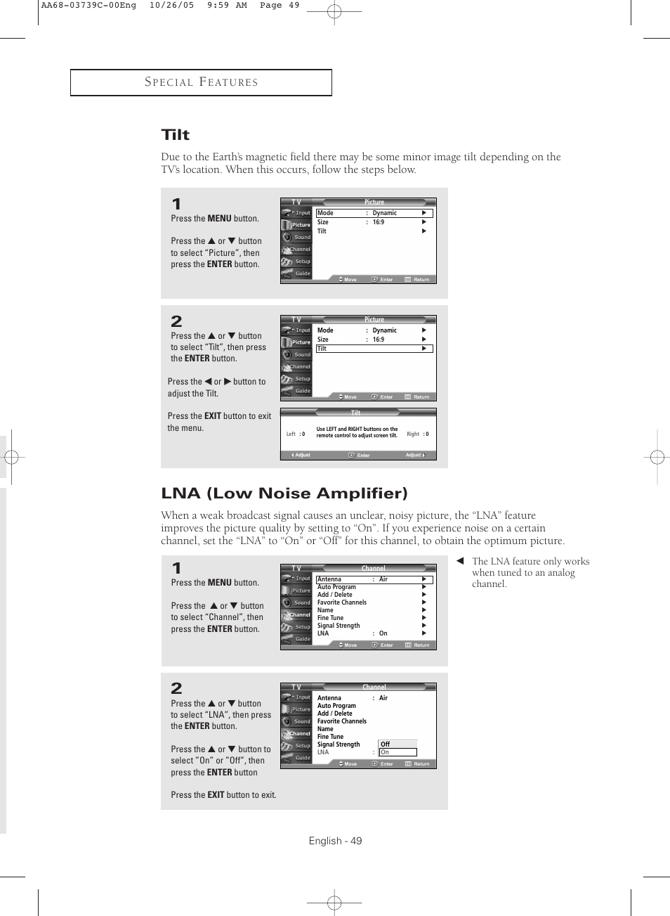 Tilt, Lna (low noise amplifier) | Samsung TXR3081WHX-XAA User Manual | Page 49 / 80