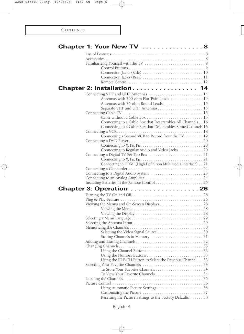 Samsung TXR3081WHX-XAA User Manual | Page 6 / 80