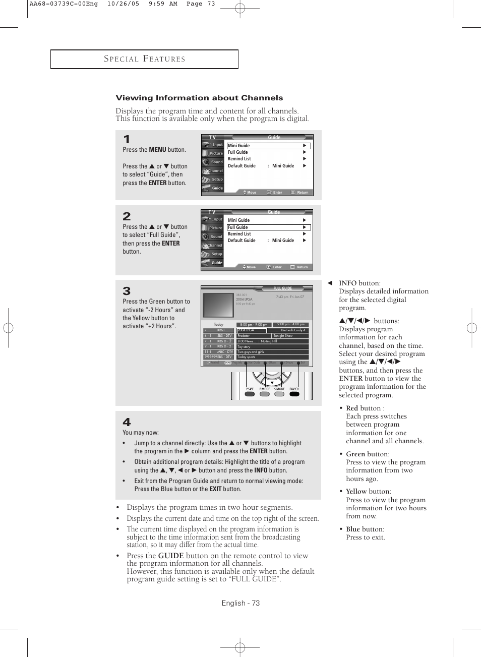 Viewing information about channels | Samsung TXR3081WHX-XAA User Manual | Page 73 / 80