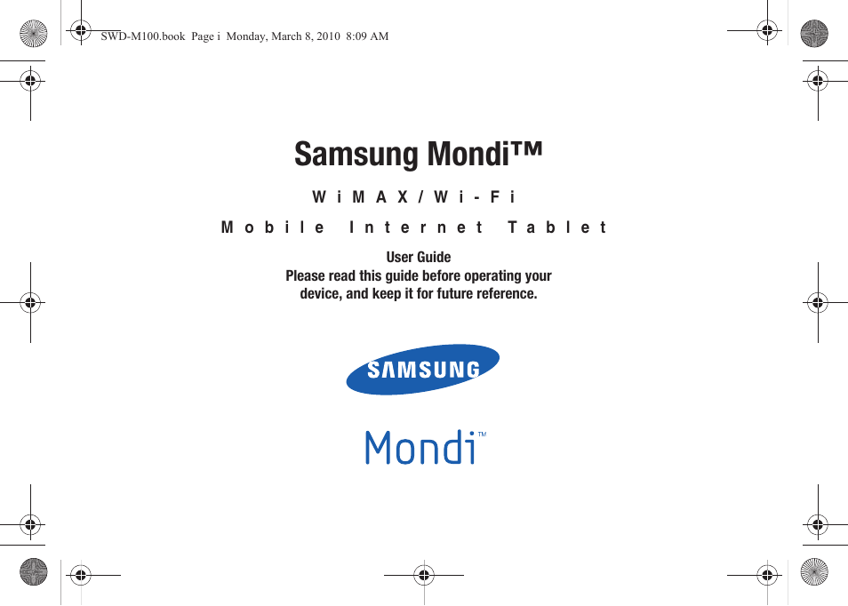 Samsung SWD-M100ZKECLW User Manual | 159 pages