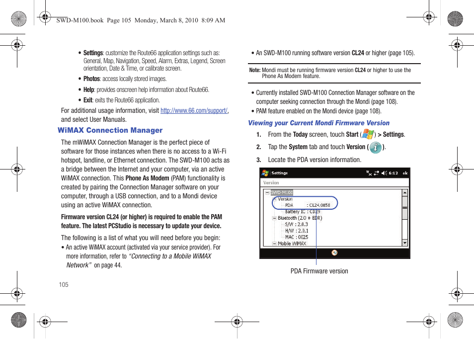 Wimax connection manager | Samsung SWD-M100ZKECLW User Manual | Page 108 / 159