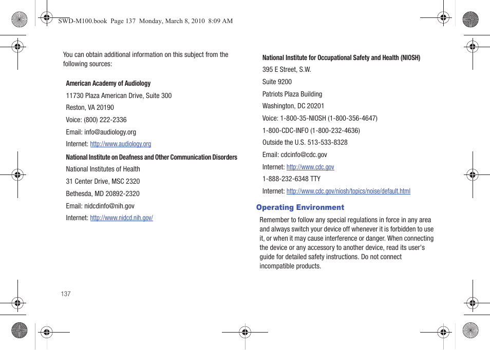 Operating environment | Samsung SWD-M100ZKECLW User Manual | Page 140 / 159