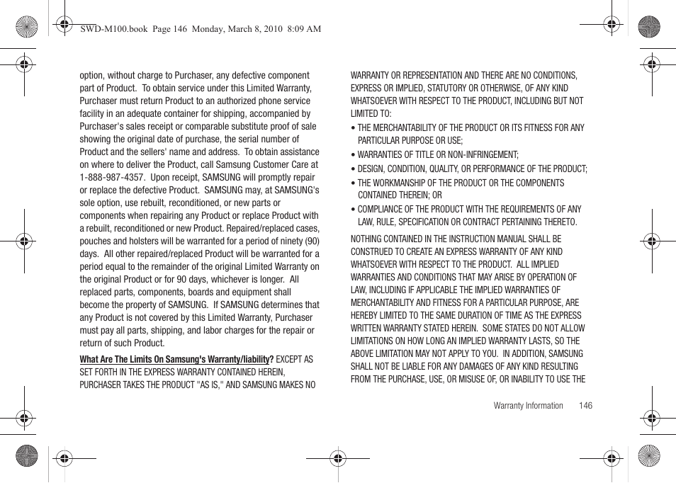 Samsung SWD-M100ZKECLW User Manual | Page 149 / 159