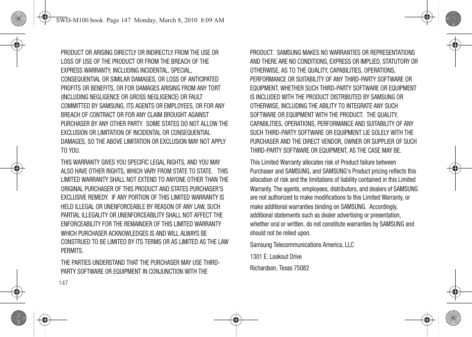 Samsung SWD-M100ZKECLW User Manual | Page 150 / 159