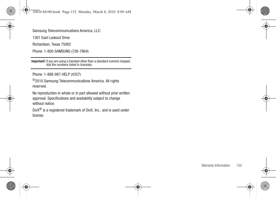 Samsung SWD-M100ZKECLW User Manual | Page 155 / 159