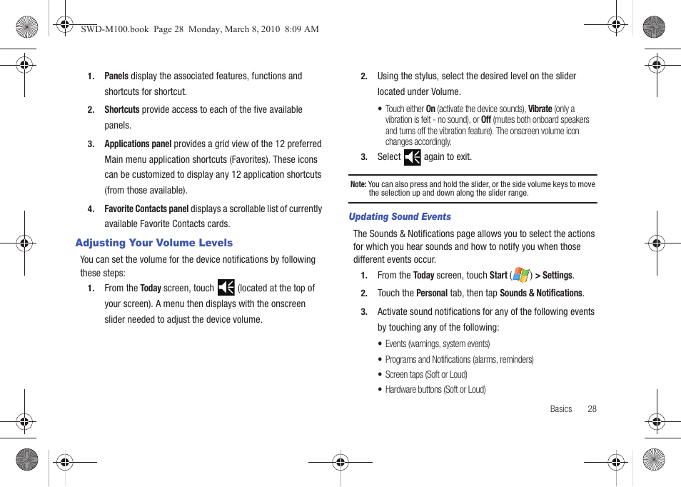 Adjusting your volume levels | Samsung SWD-M100ZKECLW User Manual | Page 31 / 159