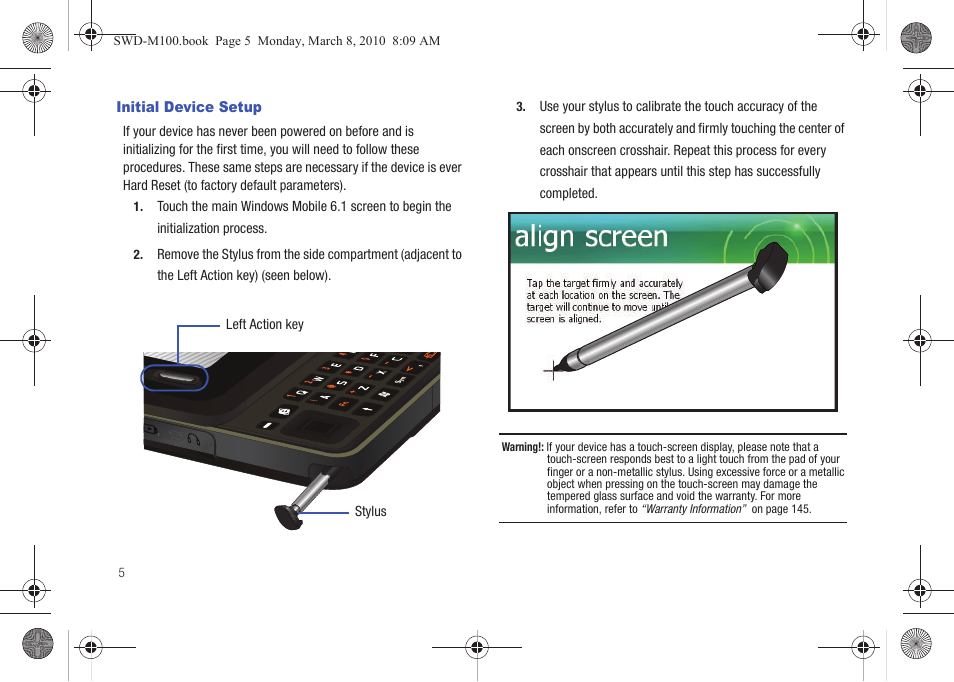 Initial device setup | Samsung SWD-M100ZKECLW User Manual | Page 8 / 159