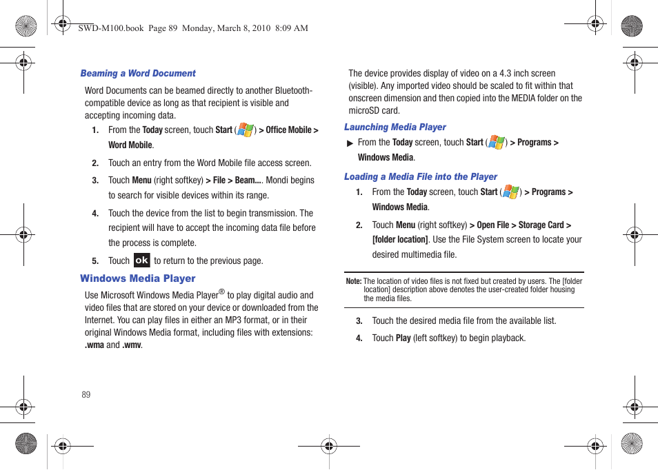 Windows media player | Samsung SWD-M100ZKECLW User Manual | Page 92 / 159