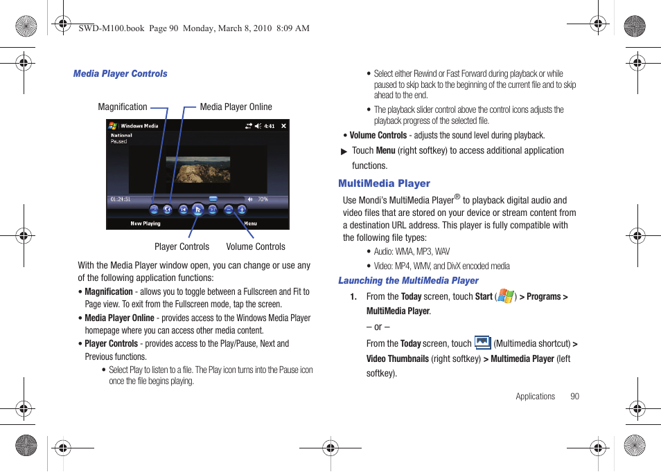 Multimedia player | Samsung SWD-M100ZKECLW User Manual | Page 93 / 159