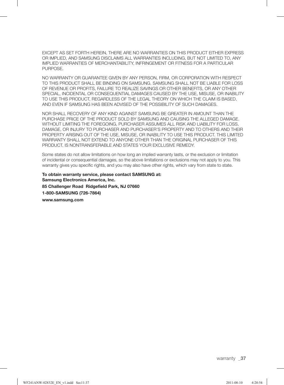 Samsung WF231ANW-XAA User Manual | Page 37 / 120