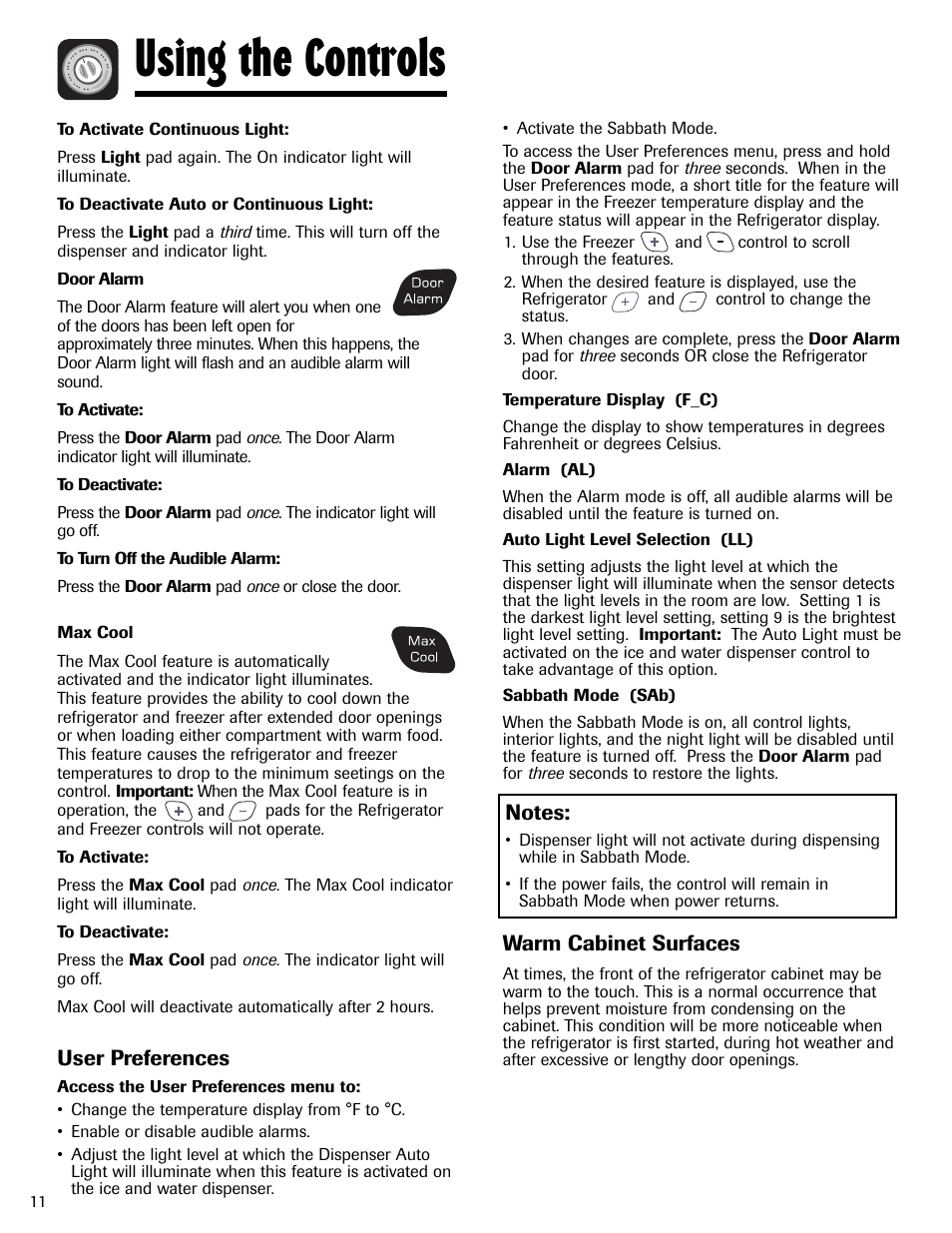 Using the controls | Amana AFI2538AEW User Manual | Page 12 / 96