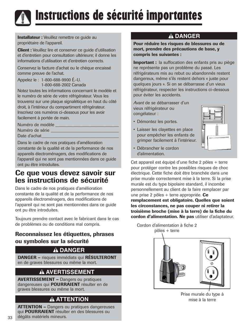 Instructions de sécurité importantes | Amana AFI2538AEW User Manual | Page 34 / 96