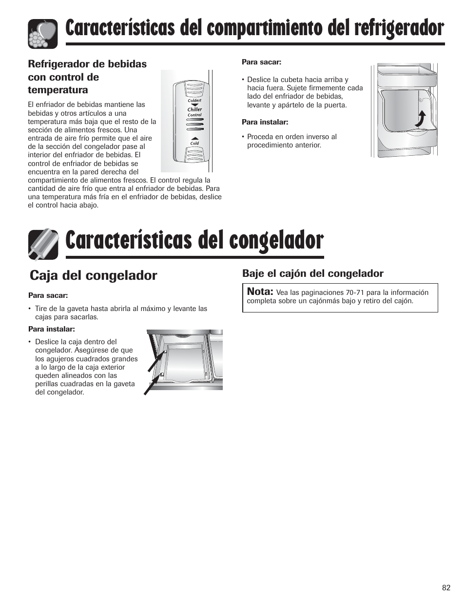 Características del congelador, Caja del congelador | Amana AFI2538AEW User Manual | Page 83 / 96
