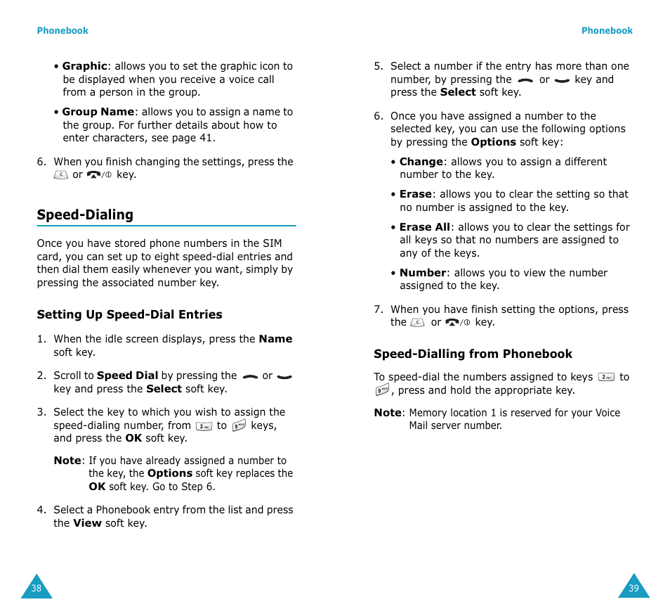 Speed-dialing | Samsung SGH-S307SSACIN User Manual | Page 21 / 89