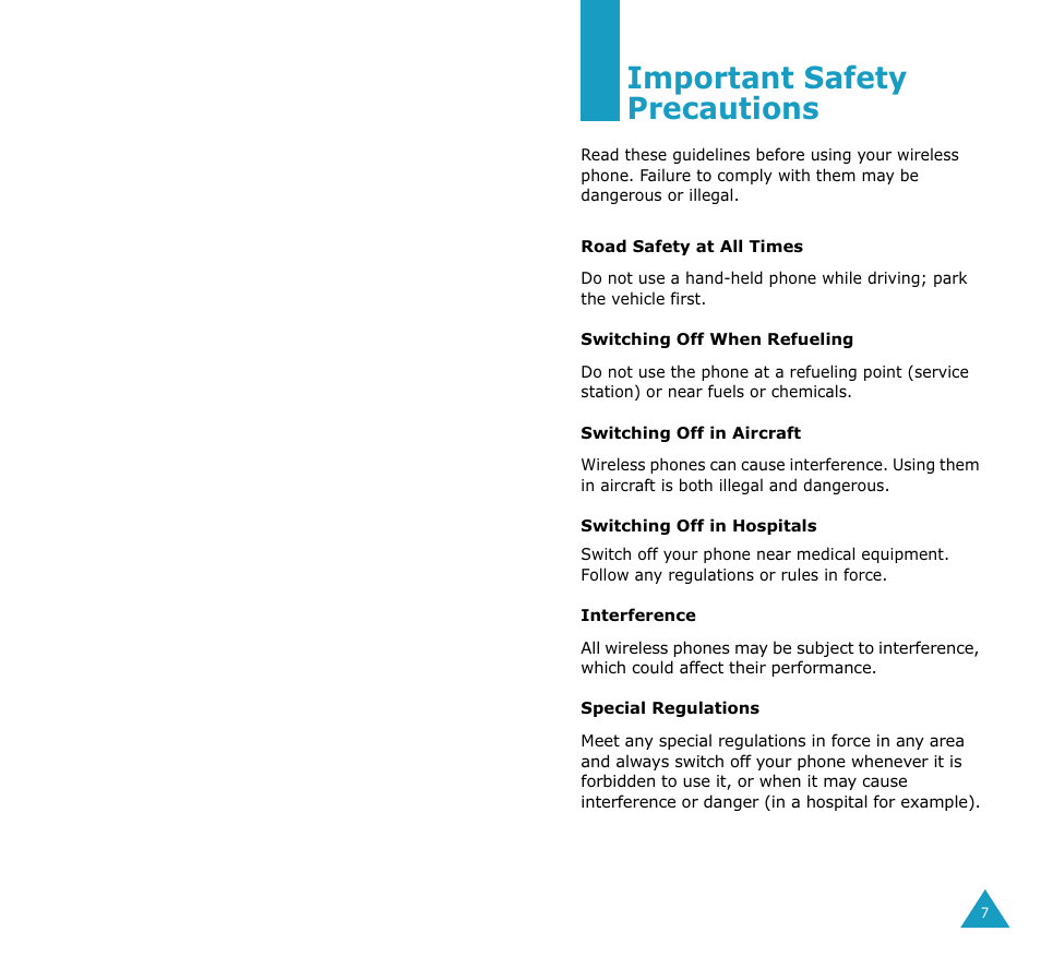 Important safety precautions | Samsung SGH-S307SSACIN User Manual | Page 5 / 89