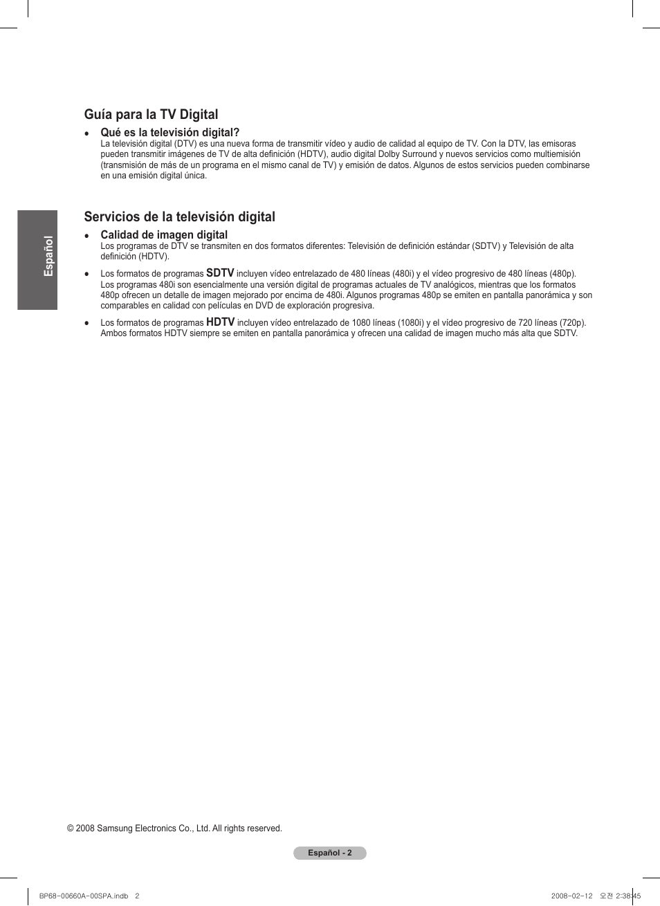 Guía para la tv digital, Servicios de la televisión digital | Samsung HL50A650C1FXZA User Manual | Page 104 / 196