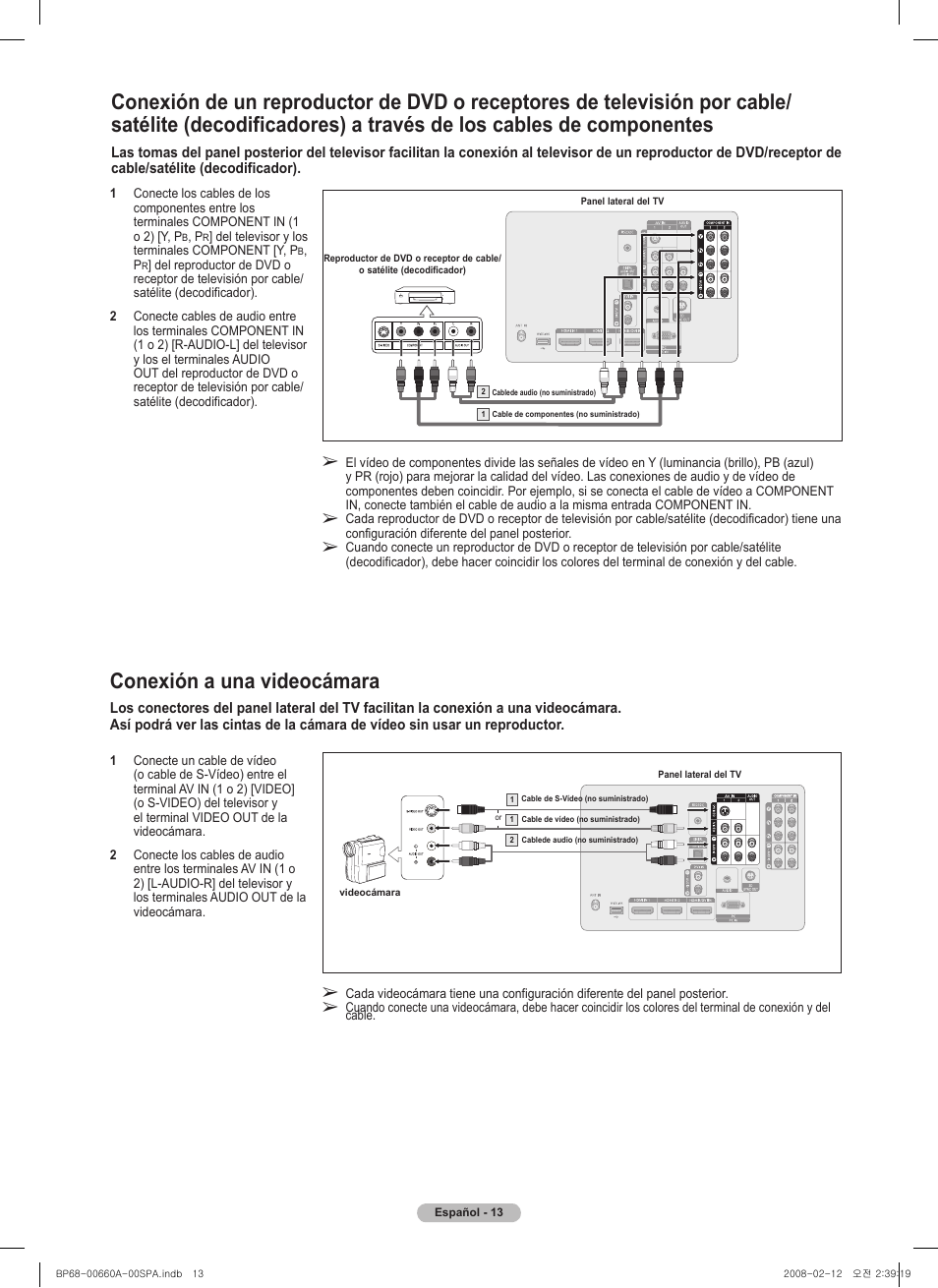 Conexión a una videocámara | Samsung HL50A650C1FXZA User Manual | Page 115 / 196