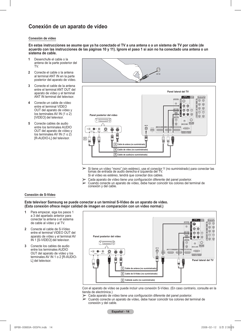 Conexión de un aparato de vídeo | Samsung HL50A650C1FXZA User Manual | Page 116 / 196