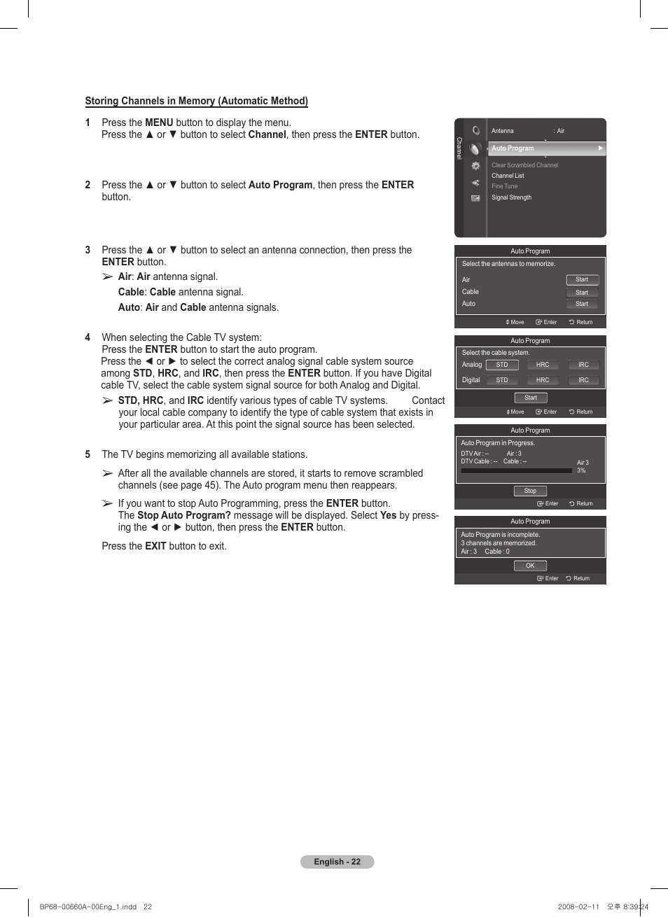 Samsung HL50A650C1FXZA User Manual | Page 22 / 196