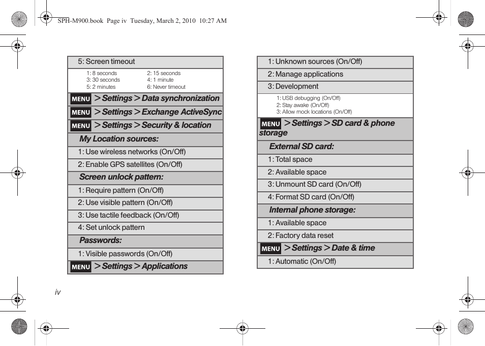 Samsung SPH-M900ZKASPR User Manual | Page 10 / 218