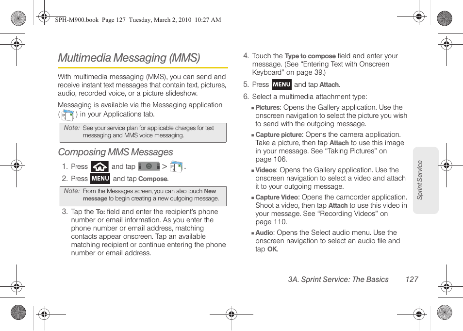 Multimedia messaging (mms), Composing mms messages | Samsung SPH-M900ZKASPR User Manual | Page 139 / 218