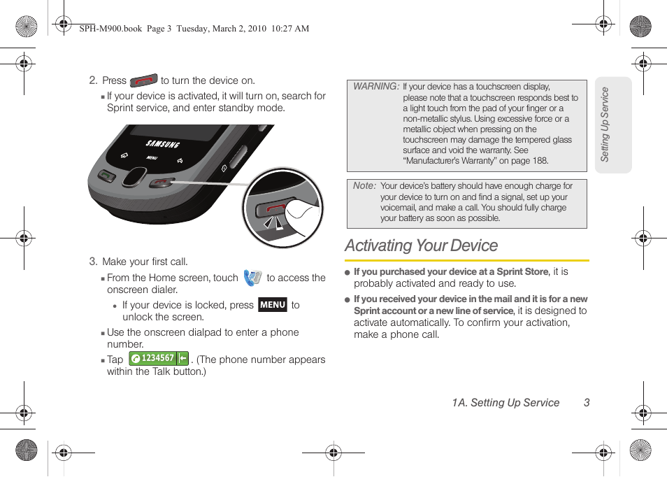 Activating your device | Samsung SPH-M900ZKASPR User Manual | Page 15 / 218