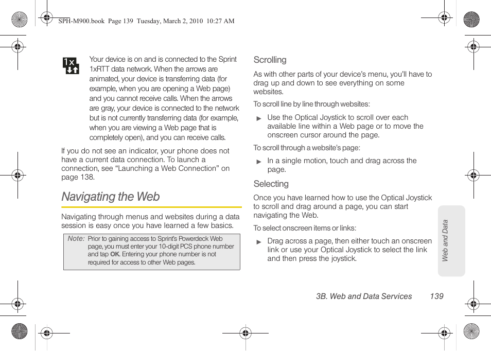 Navigating the web | Samsung SPH-M900ZKASPR User Manual | Page 151 / 218