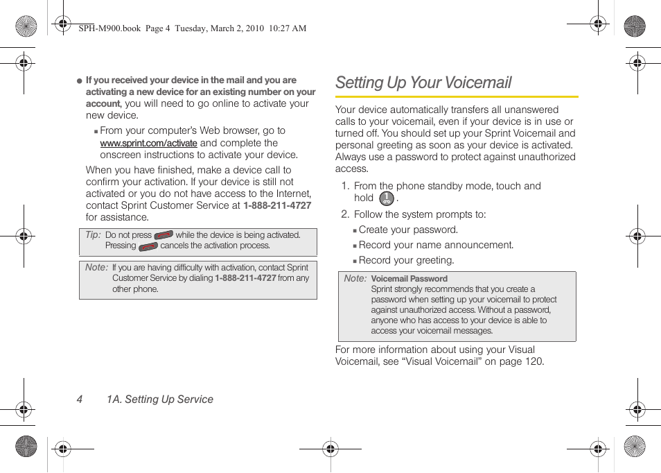 Setting up your voicemail | Samsung SPH-M900ZKASPR User Manual | Page 16 / 218