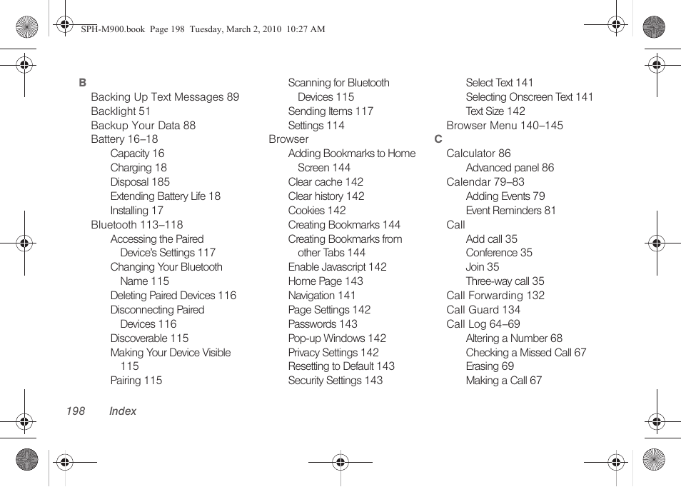 Samsung SPH-M900ZKASPR User Manual | Page 210 / 218