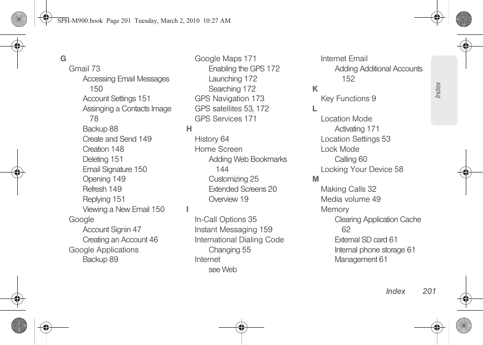 Samsung SPH-M900ZKASPR User Manual | Page 213 / 218