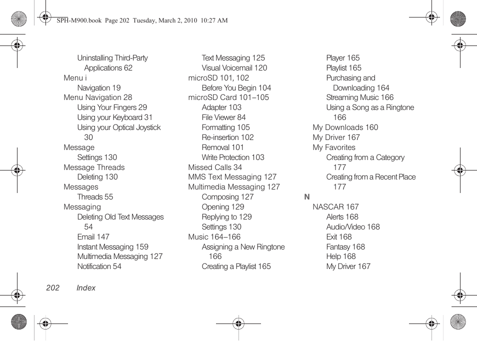 Samsung SPH-M900ZKASPR User Manual | Page 214 / 218